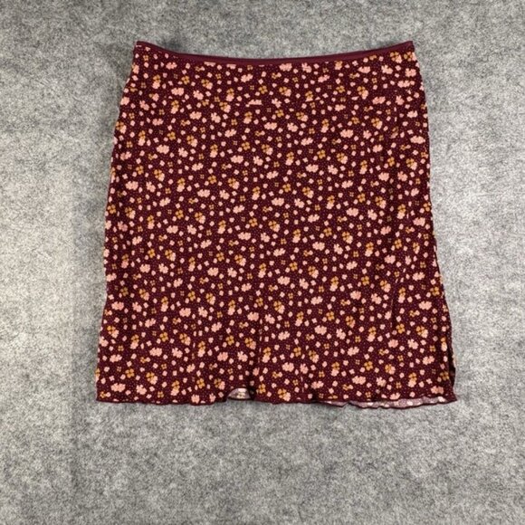 Skirt‎ Size 10 Burgundy Floral Knee Length - Picture 2 of 6